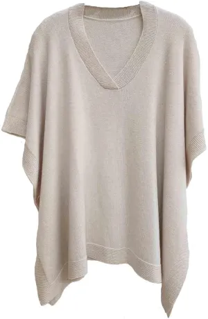 Modena Women's ExtraSoft Fine Knit Pullover Poncho. Sleeveless, Open Sides. V Neck Easy On and Off.