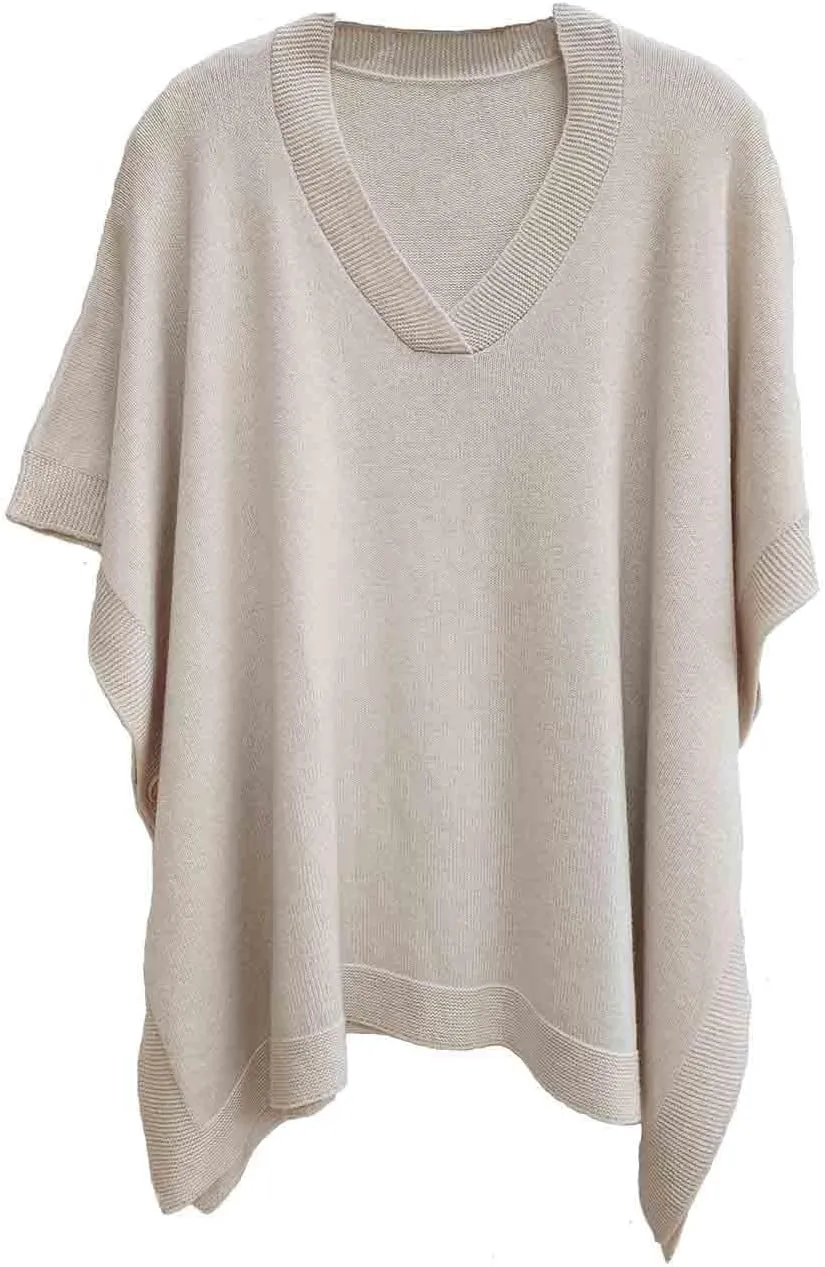 Modena Women's ExtraSoft Fine Knit Pullover Poncho. Sleeveless, Open Sides. V Neck Easy On and Off.