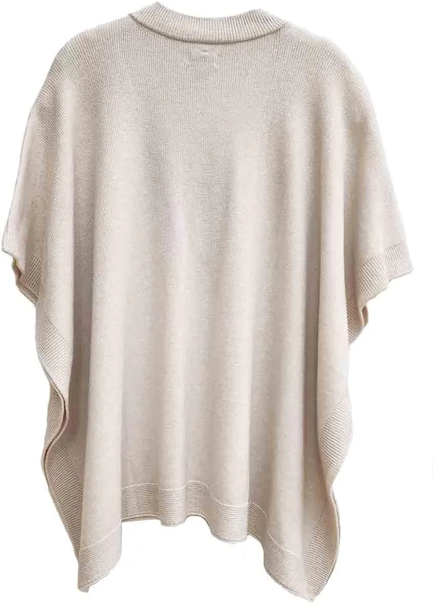Modena Women's ExtraSoft Fine Knit Pullover Poncho. Sleeveless, Open Sides. V Neck Easy On and Off.