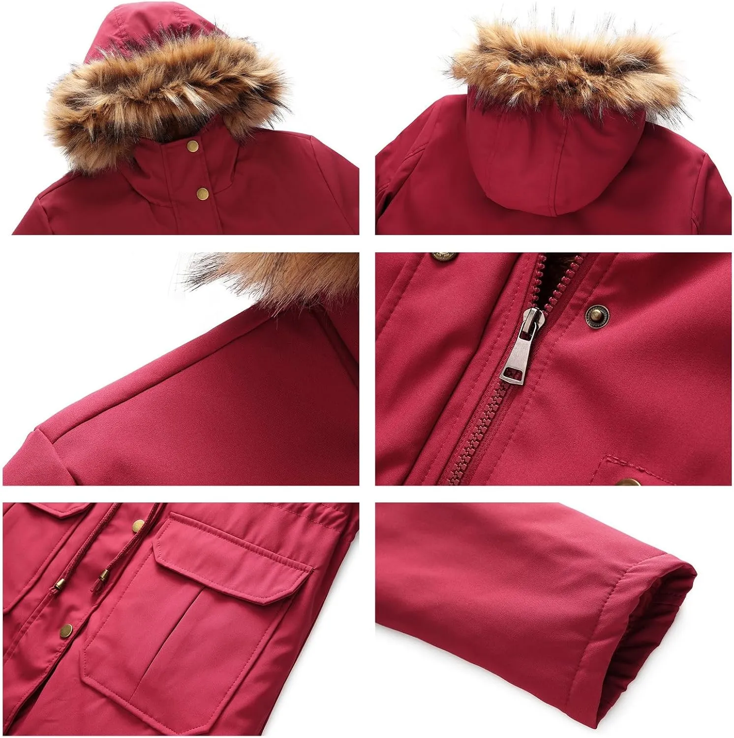 MODFUL Winter Coat Women Jacket Thicken Fleece Lined Parka Jackets with Fur Hood
