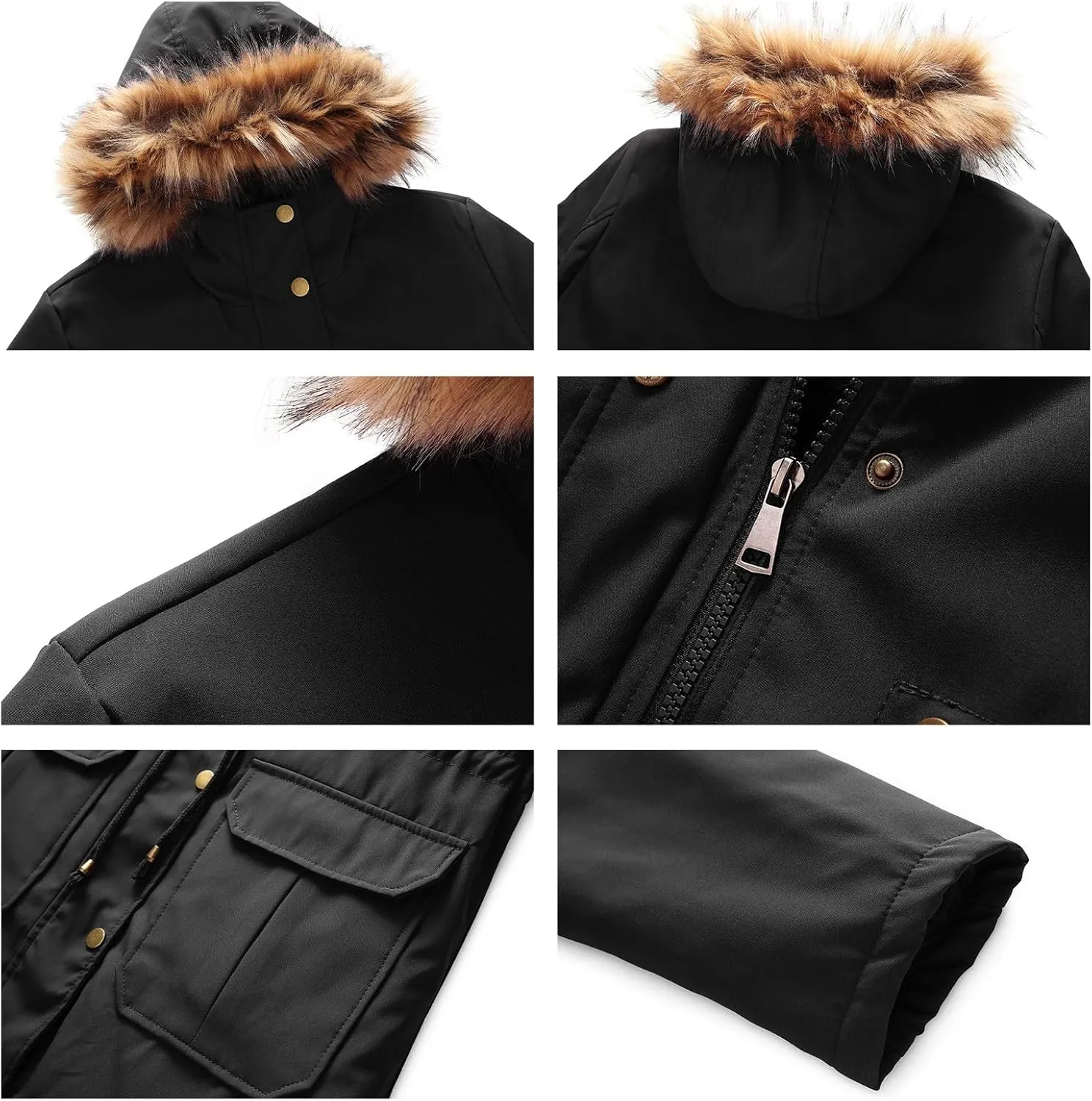 MODFUL Winter Coat Women Jacket Thicken Fleece Lined Parka Jackets with Fur Hood