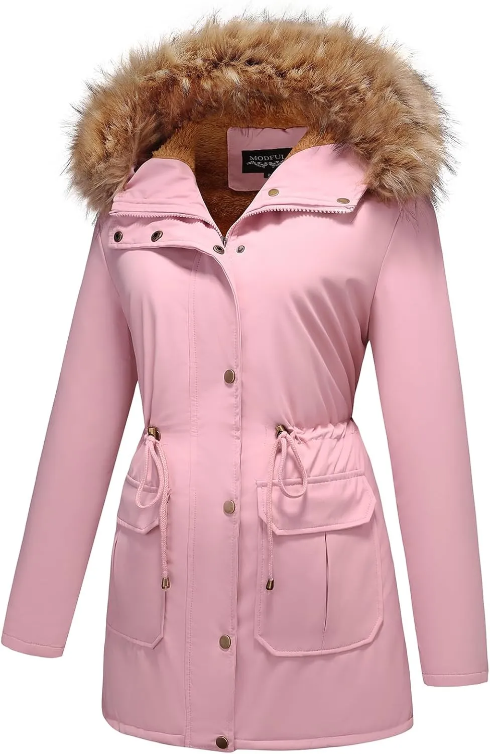 MODFUL Winter Coat Women Jacket Thicken Fleece Lined Parka Jackets with Fur Hood