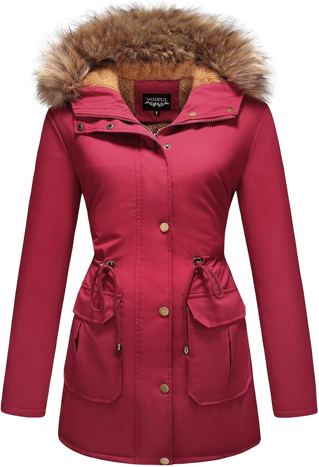 MODFUL Winter Coat Women Jacket Thicken Fleece Lined Parka Jackets with Fur Hood