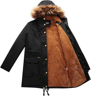 MODFUL Winter Coat Women Jacket Thicken Fleece Lined Parka Jackets with Fur Hood