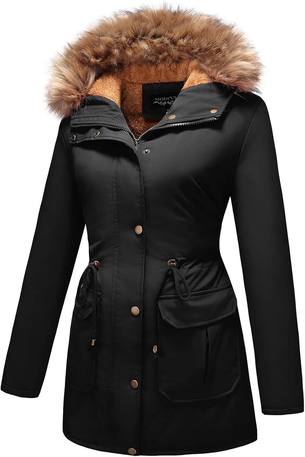 MODFUL Winter Coat Women Jacket Thicken Fleece Lined Parka Jackets with Fur Hood