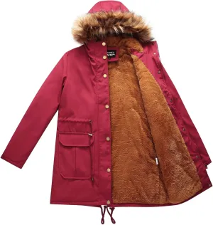 MODFUL Winter Coat Women Jacket Thicken Fleece Lined Parka Jackets with Fur Hood