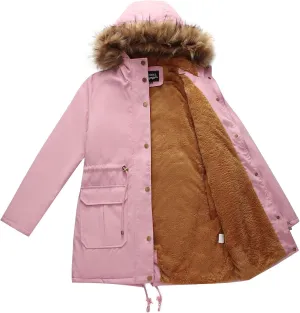 MODFUL Winter Coat Women Jacket Thicken Fleece Lined Parka Jackets with Fur Hood