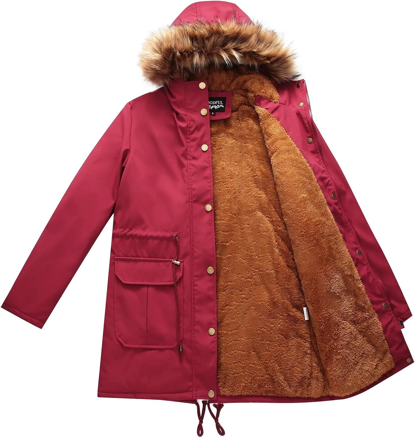 MODFUL Winter Coat Women Jacket Thicken Fleece Lined Parka Jackets with Fur Hood