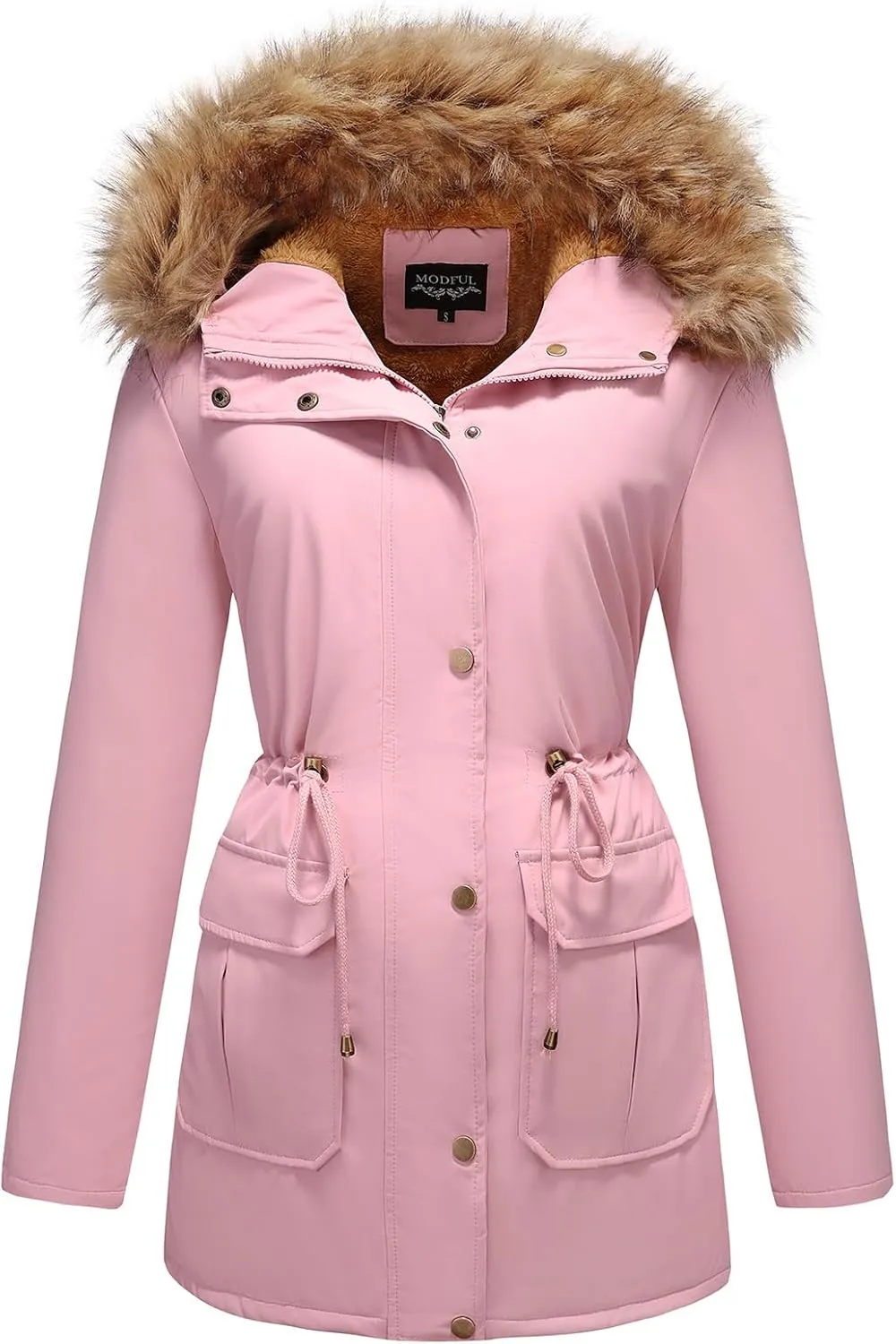MODFUL Winter Coat Women Jacket Thicken Fleece Lined Parka Jackets with Fur Hood