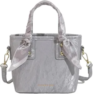 Molodo Small Crossbody Bags for Women Versatile Vegan Leather Shoulder Bag Bucket Bag with Scarf Decoration