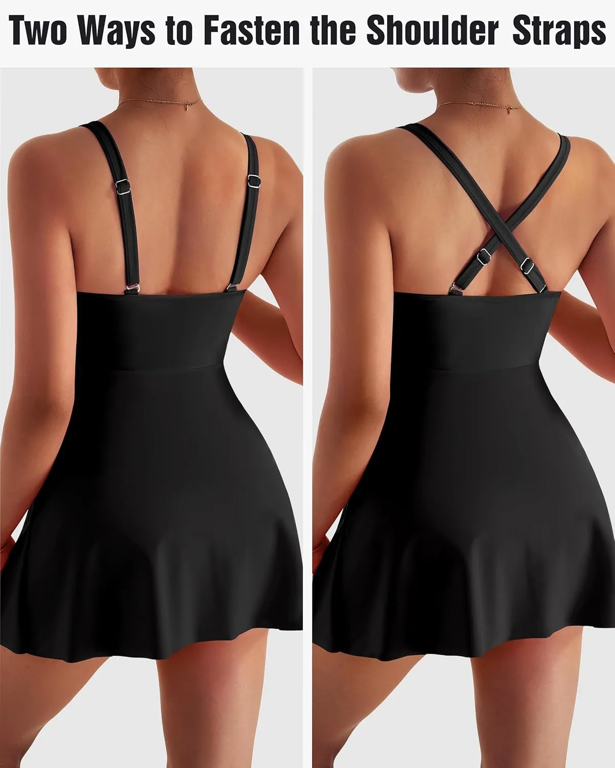 MOOSLOVER Women One Piece Swim Dress Swimsuit Tummy Control Ruched Skirted Bathing Suit