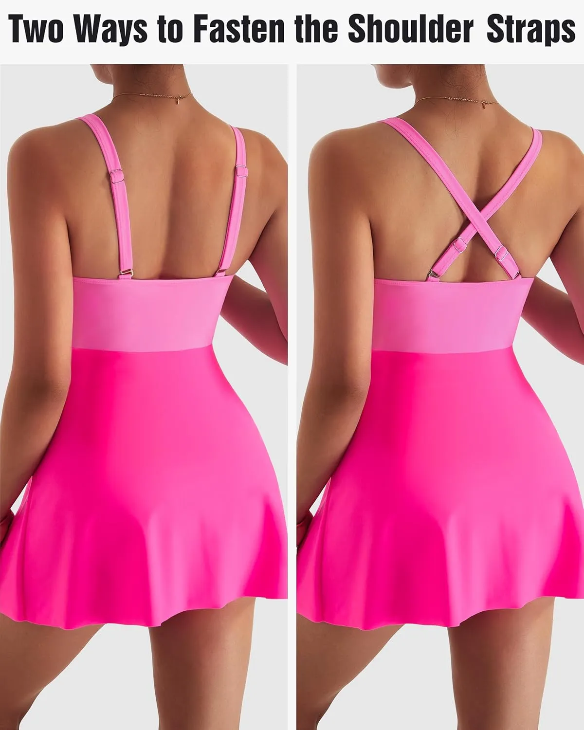 MOOSLOVER Women One Piece Swim Dress Swimsuit Tummy Control Ruched Skirted Bathing Suit