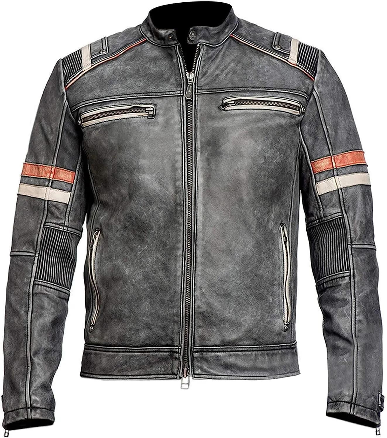 Motorcycle Black Leather Jacket Men - Vintage Biker Cafe Racer Real Lambskin Black Mens Motorcycle Jackets