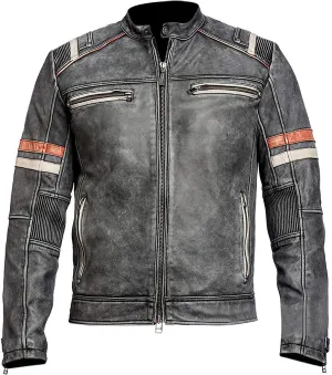 Motorcycle Black Leather Jacket Men - Vintage Biker Cafe Racer Real Lambskin Black Mens Motorcycle Jackets
