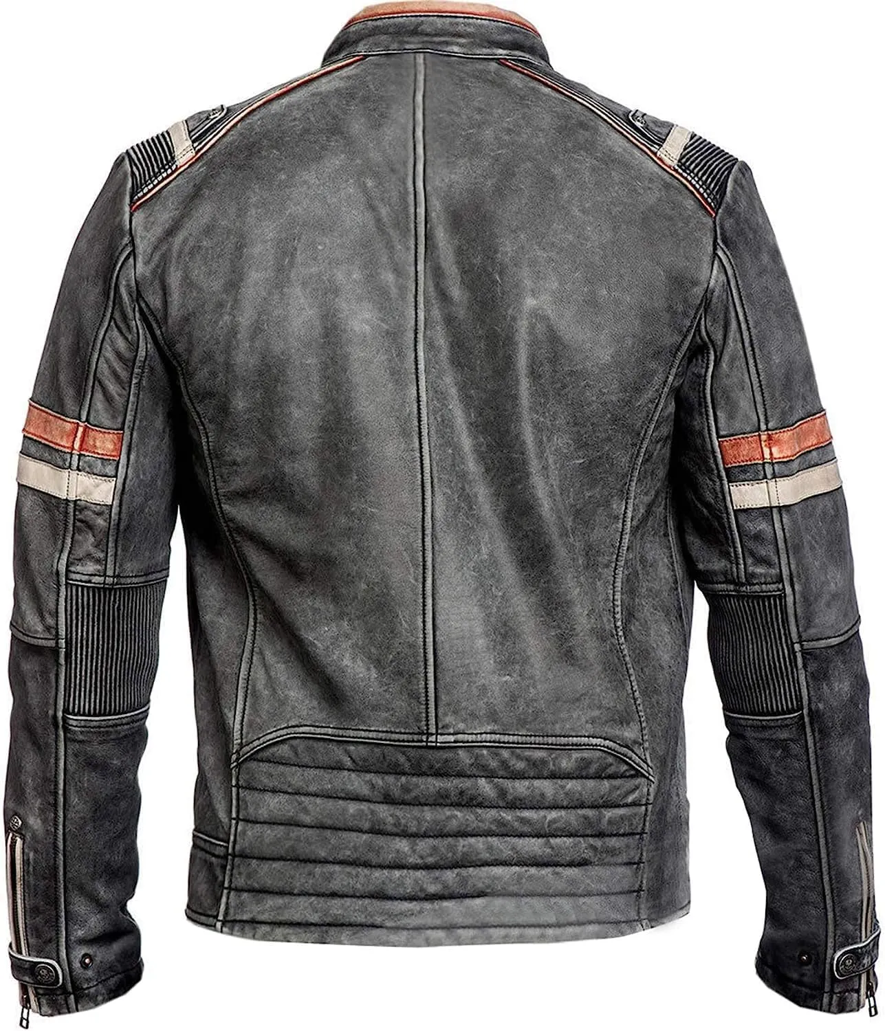Motorcycle Black Leather Jacket Men - Vintage Biker Cafe Racer Real Lambskin Black Mens Motorcycle Jackets
