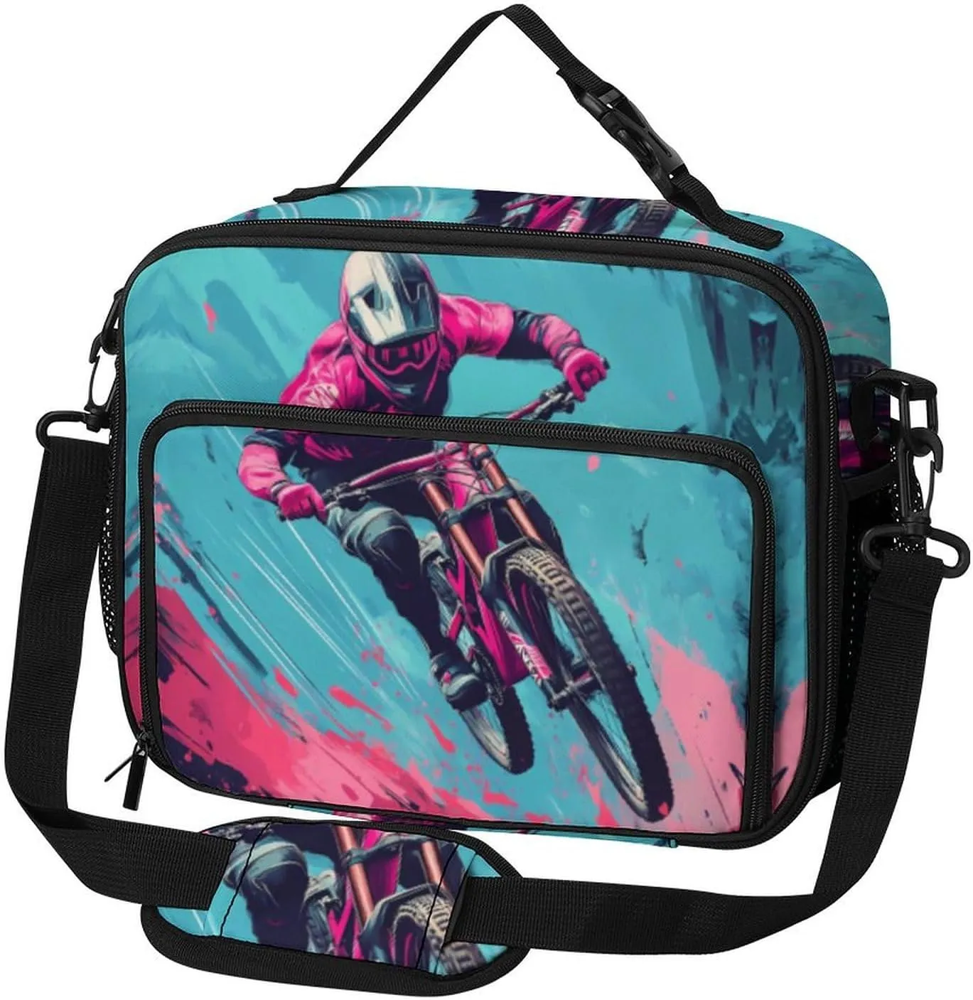 Mountain Bike Biker Racing Large Insulated Lunch Bag Reusable Lunch Cooler Bags Tote for Work Picnic Outdoor