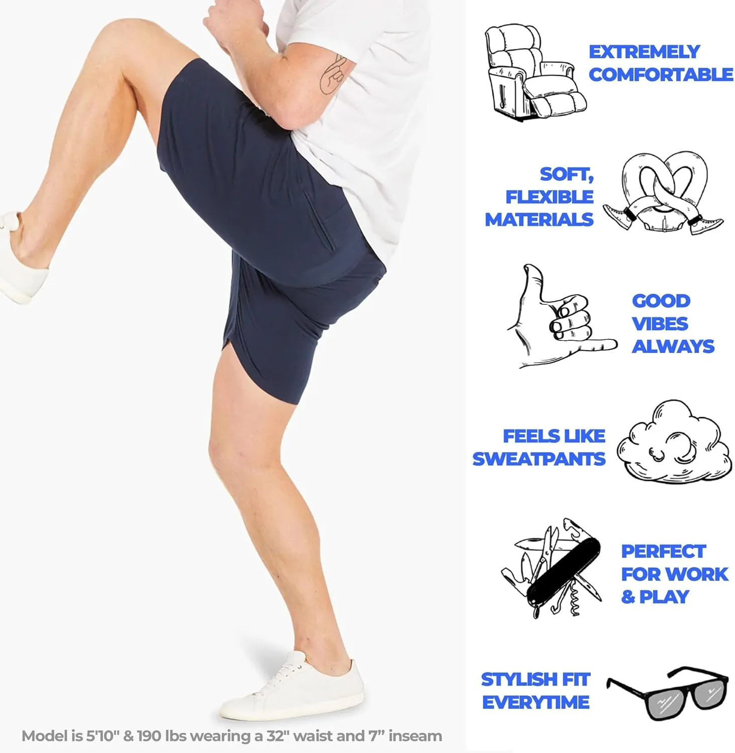 Mugsy Men??s Chinos Shorts, 4-Way Stretch Khaki Shorts for Men, Comfortable, Classic Fit, 9" Inseam