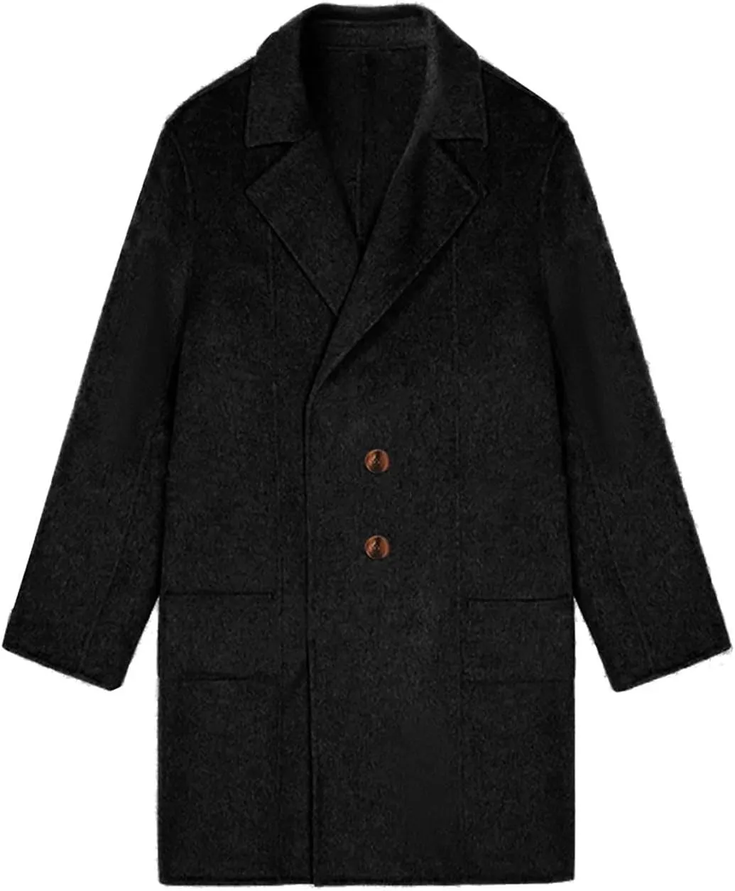 NATHGAM Women's Wool Blend Pea Coats Winter Bussiness Dressy Long Overcoat Single Breasted Fuzzy Fleece Lapel Trench Jackets