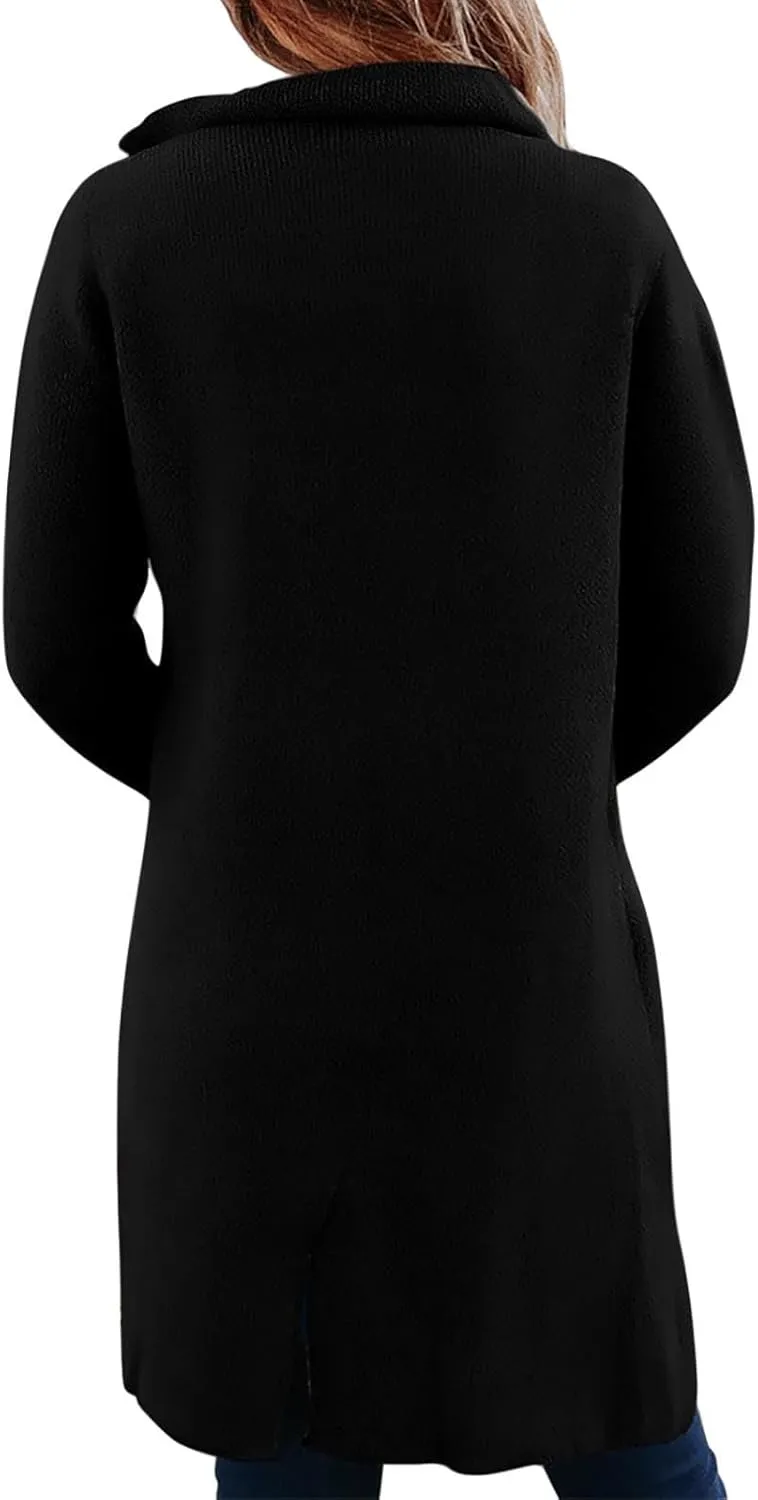 NATHGAM Women's Wool Blend Pea Coats Winter Bussiness Dressy Long Overcoat Single Breasted Fuzzy Fleece Lapel Trench Jackets