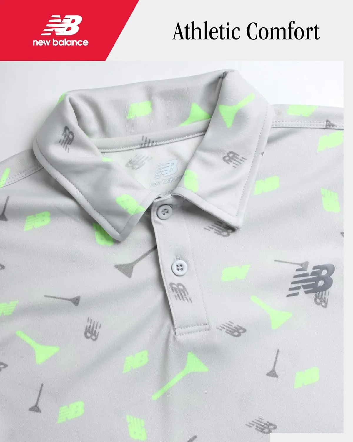 New Balance Boys' Polo T-Shirt - Short Sleeve Dry Fit Shirt for Boys' - Performance Collared Golf Shirt (8-20)