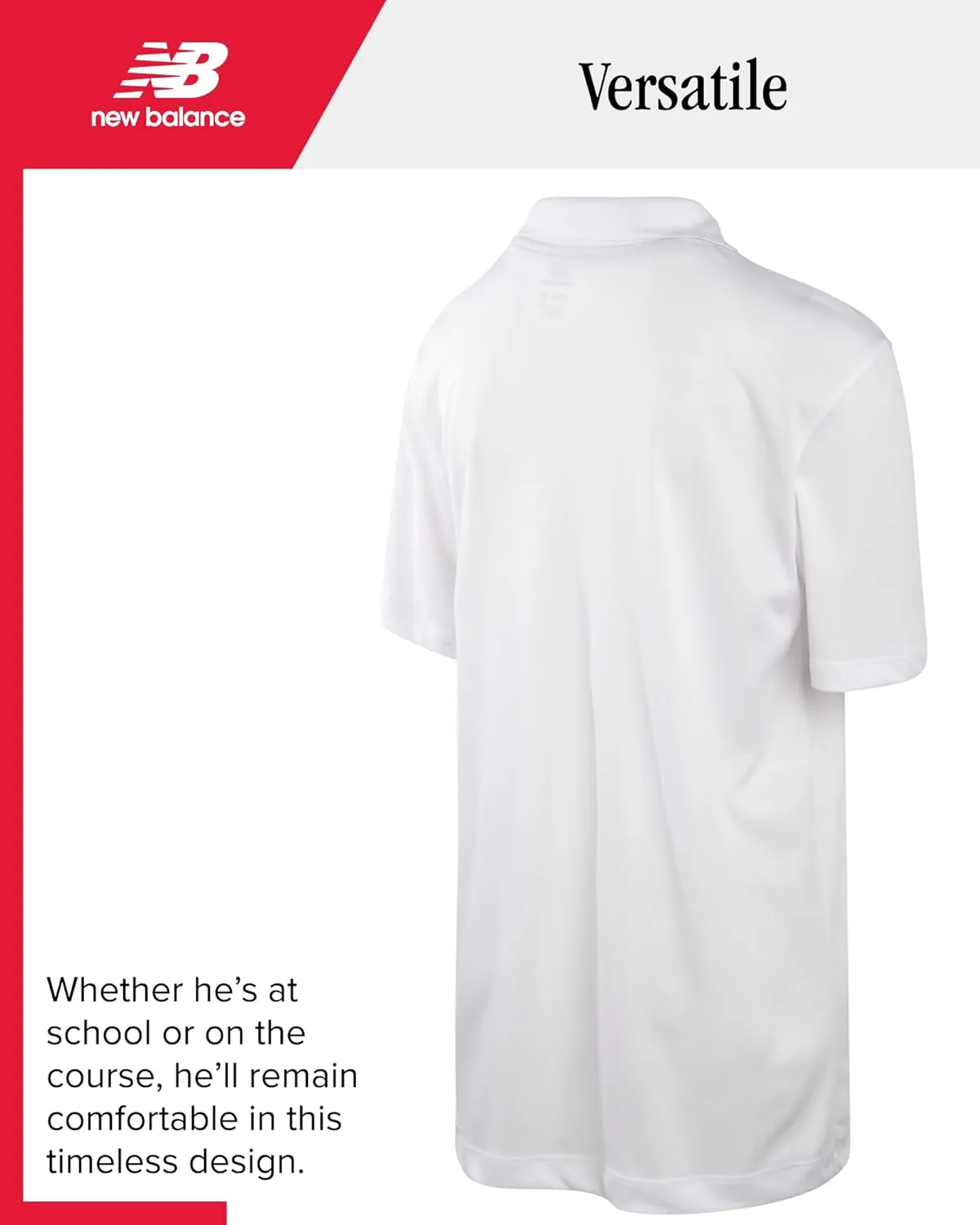 New Balance Boys' Polo T-Shirt - Short Sleeve Dry Fit Shirt for Boys' - Performance Collared Golf Shirt (8-20)