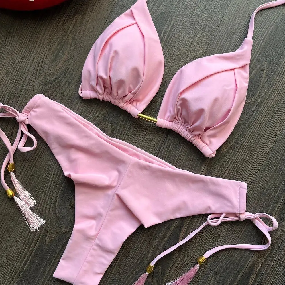 New Sexy Triangle Bathing Suit Women Halter Beach Bikini Set