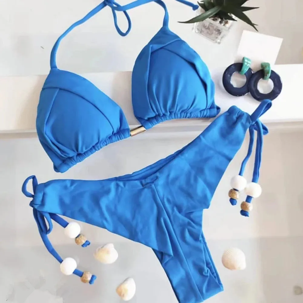 New Sexy Triangle Bathing Suit Women Halter Beach Bikini Set