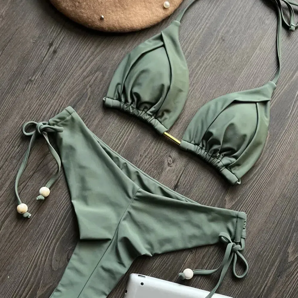 New Sexy Triangle Bathing Suit Women Halter Beach Bikini Set