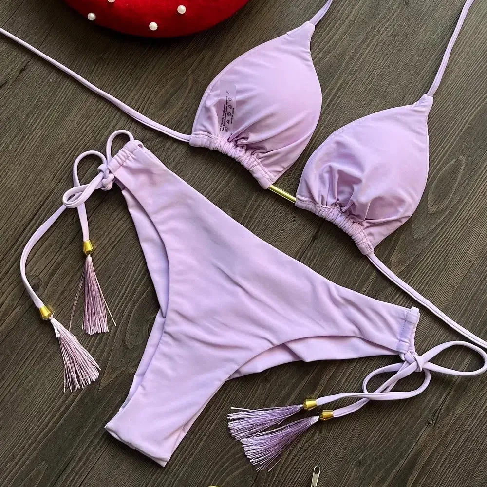 New Sexy Triangle Bathing Suit Women Halter Beach Bikini Set