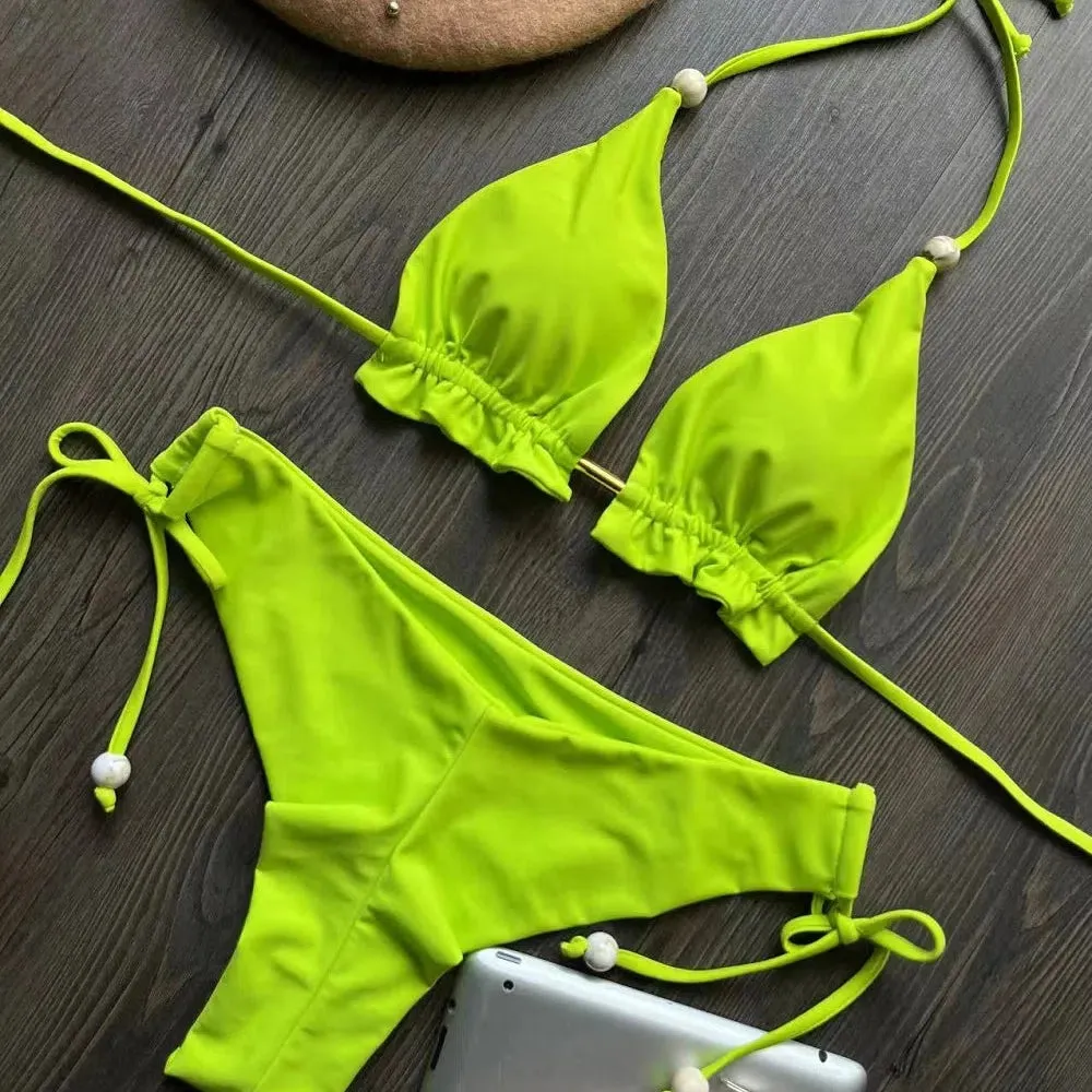 New Sexy Triangle Bathing Suit Women Halter Beach Bikini Set