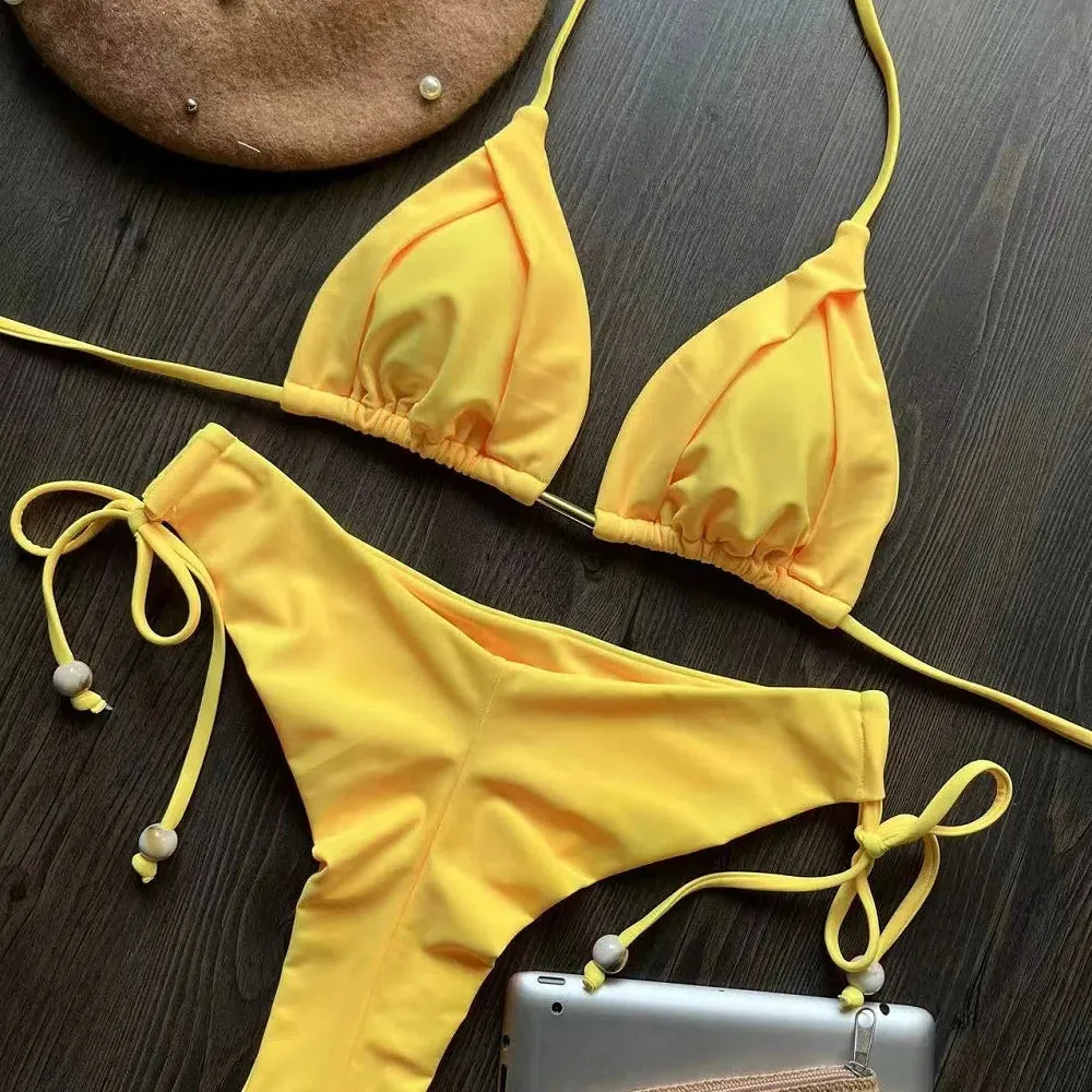 New Sexy Triangle Bathing Suit Women Halter Beach Bikini Set