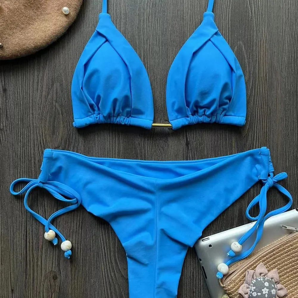 New Sexy Triangle Bathing Suit Women Halter Beach Bikini Set