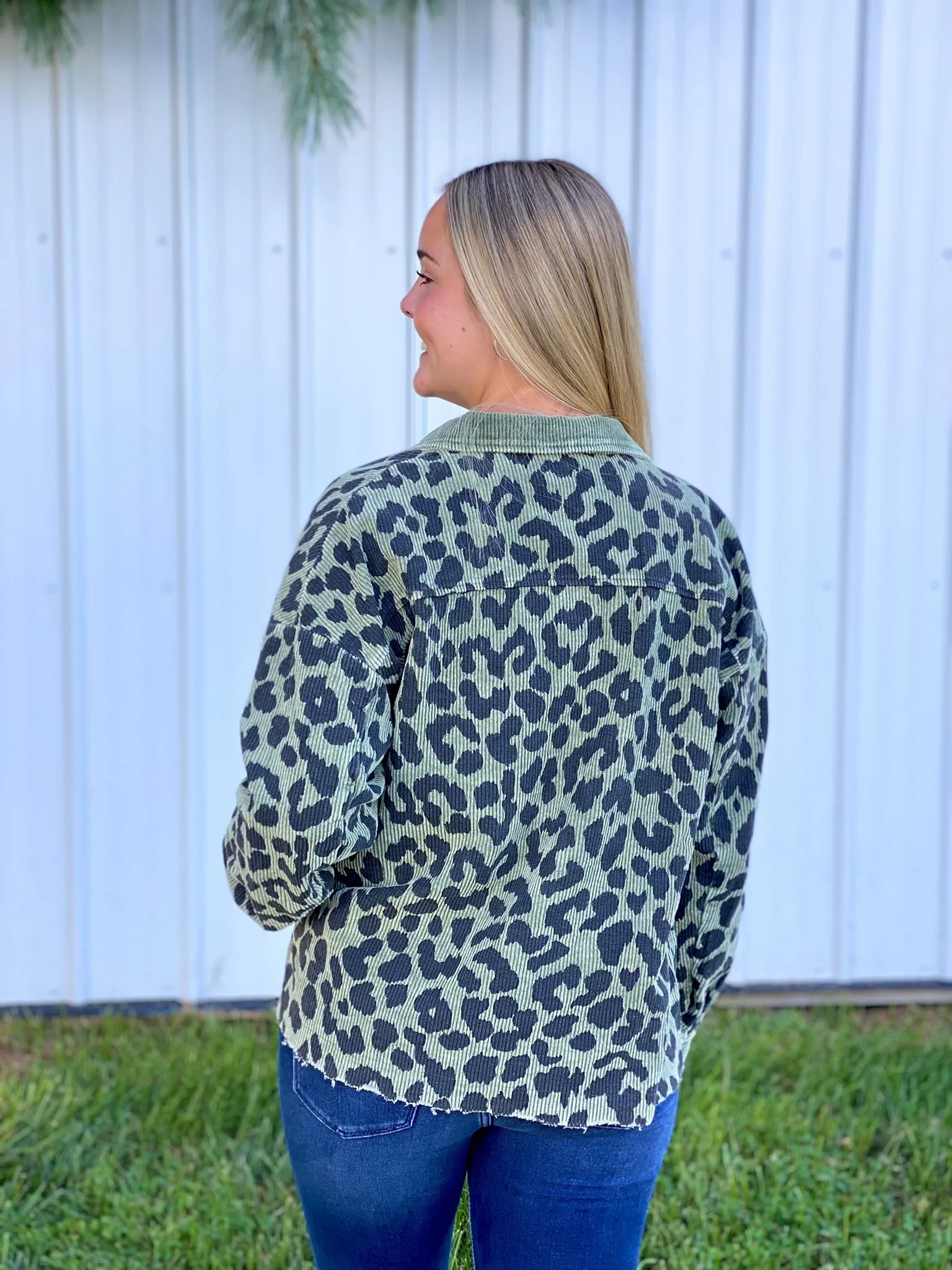 Olive Leopard Corduroy Jacket
