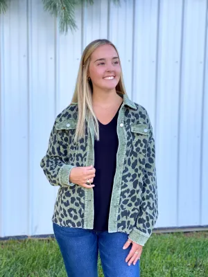Olive Leopard Corduroy Jacket
