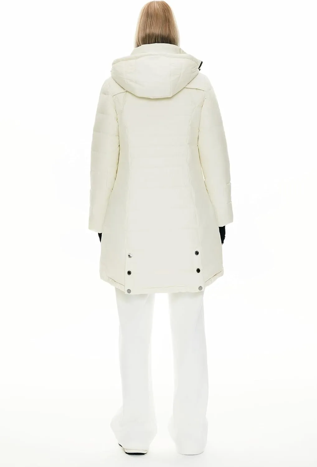 Orolay Women's Winter Down Jacket Long Quilted Puffer Coat Warm Hooded Slim Fit Outerwear