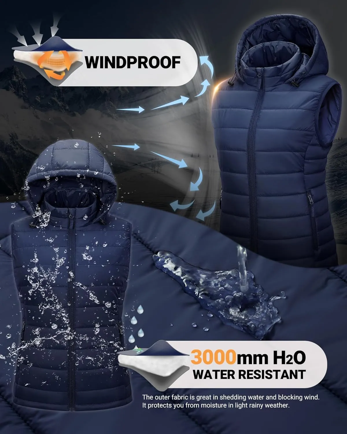 Outdoor Ventures Women's Lightweight Packable Hooded Puffer Vest Outerwear Zip Up Warm Sleeveless Winter Jacket Quilted Coat