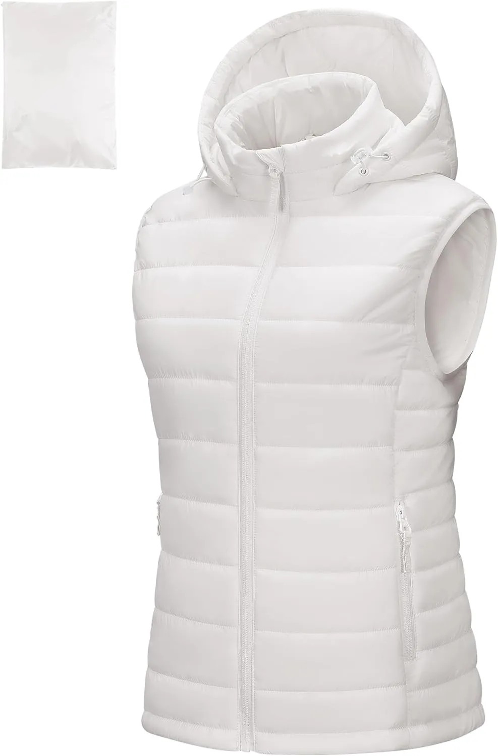 Outdoor Ventures Women's Lightweight Packable Hooded Puffer Vest Outerwear Zip Up Warm Sleeveless Winter Jacket Quilted Coat
