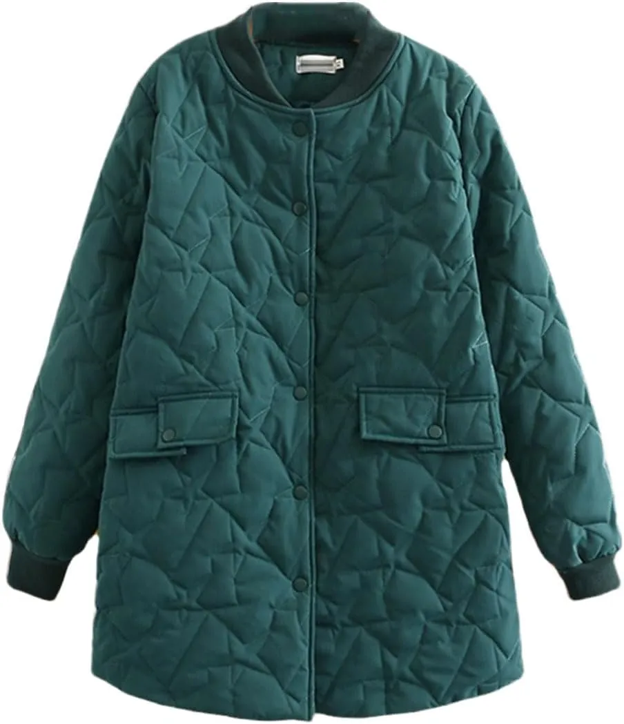 Oversize Women's Winter Padded Jacket Quilted Embroidered Overcoat Mid-Length Cotton Coat Female Outwear