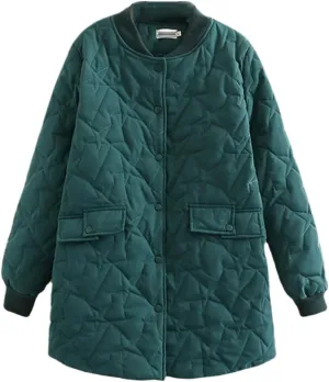 Oversize Women's Winter Padded Jacket Quilted Embroidered Overcoat Mid-Length Cotton Coat Female Outwear