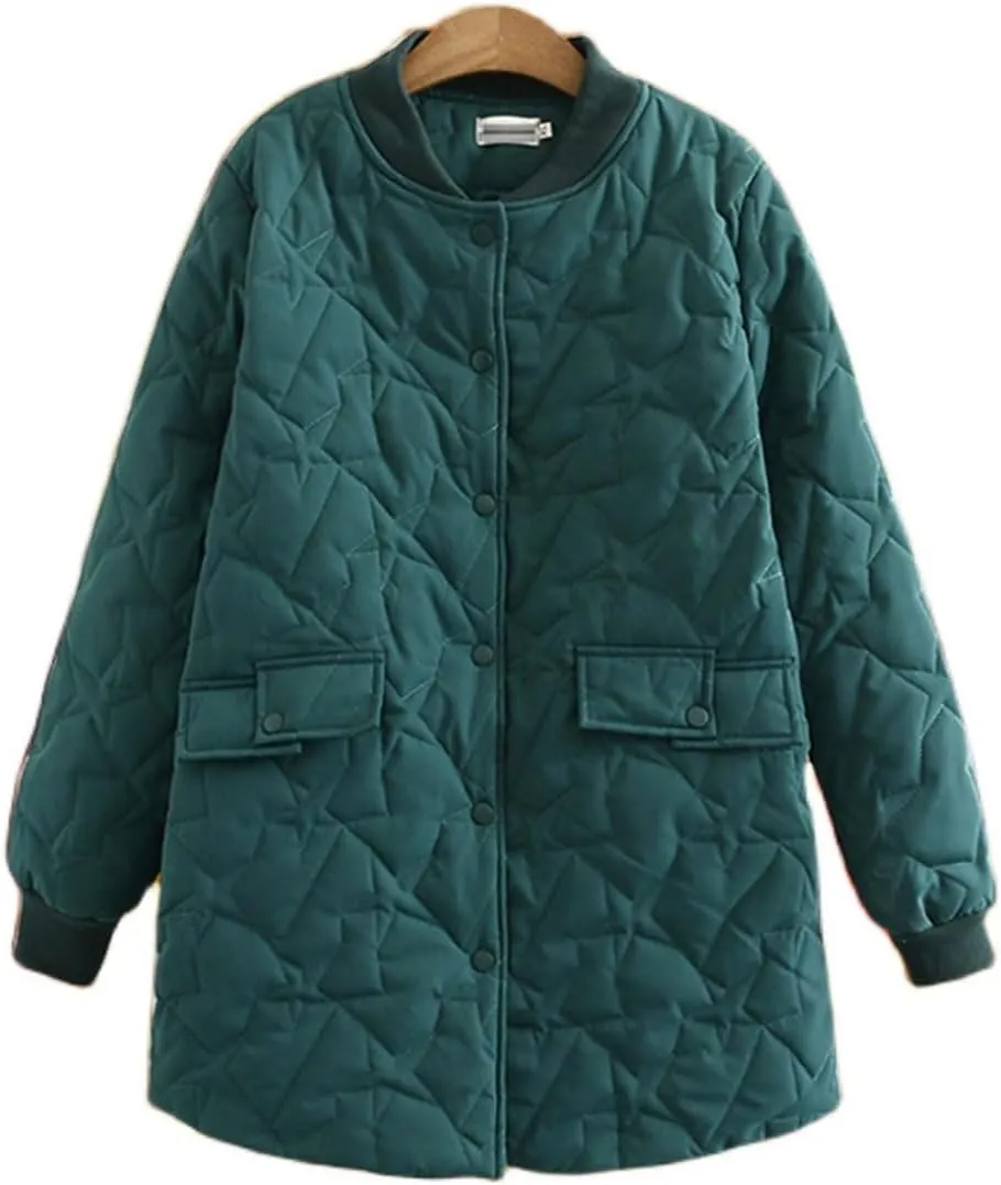 Oversize Women's Winter Padded Jacket Quilted Embroidered Overcoat Mid-Length Cotton Coat Female Outwear
