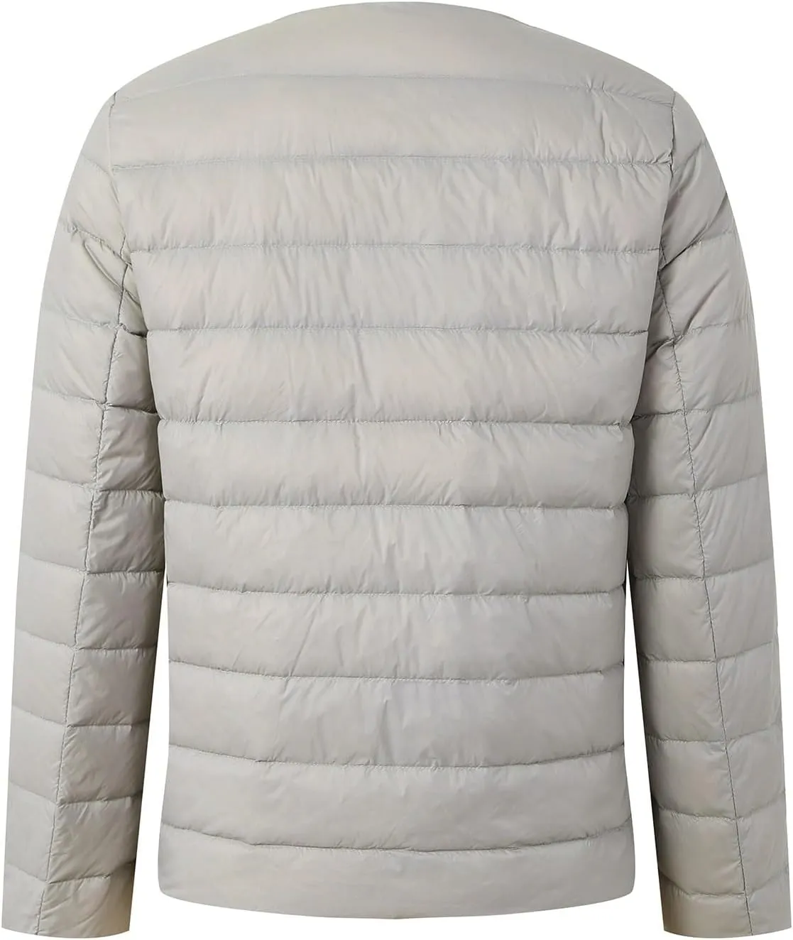 Packable Down Jacket for Women Lightweight Quilted Coat Portable Crewneck Long Sleeve Down Jackets Button Down