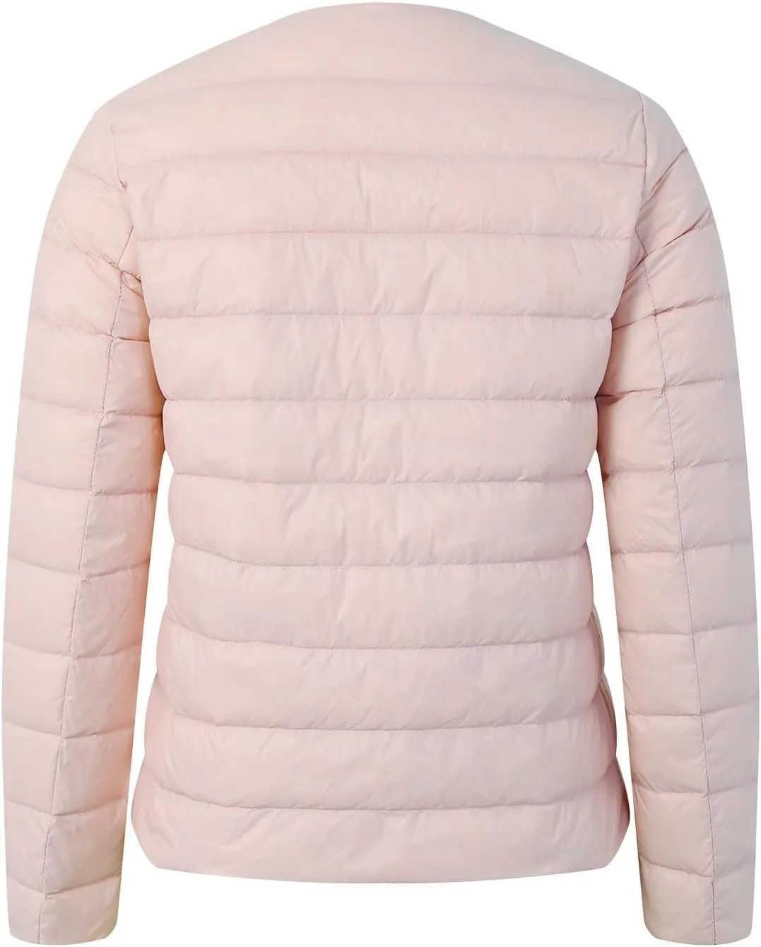 Packable Down Jacket for Women Lightweight Quilted Coat Portable Crewneck Long Sleeve Down Jackets Button Down
