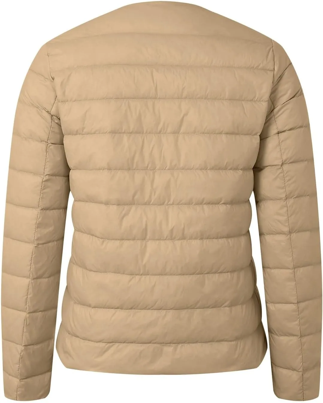 Packable Down Jacket for Women Lightweight Quilted Coat Portable Crewneck Long Sleeve Down Jackets Button Down