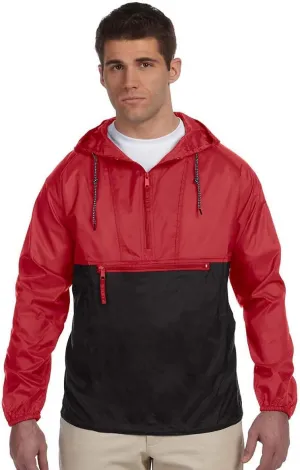 Packable Nylon Jacket, Large, RED/BLACK