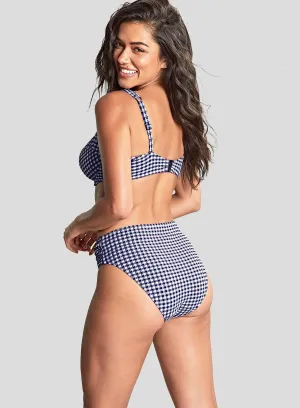 Panache Swimwear: Midi Gathered Bikini Brief Navy Gingham