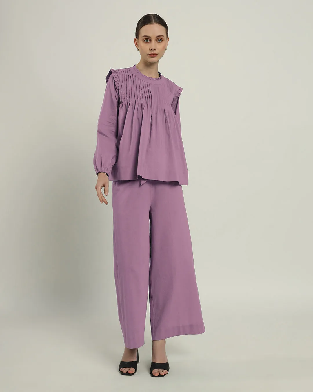 Pants Matching Set Purple Swirl Sleek Peplum Duo