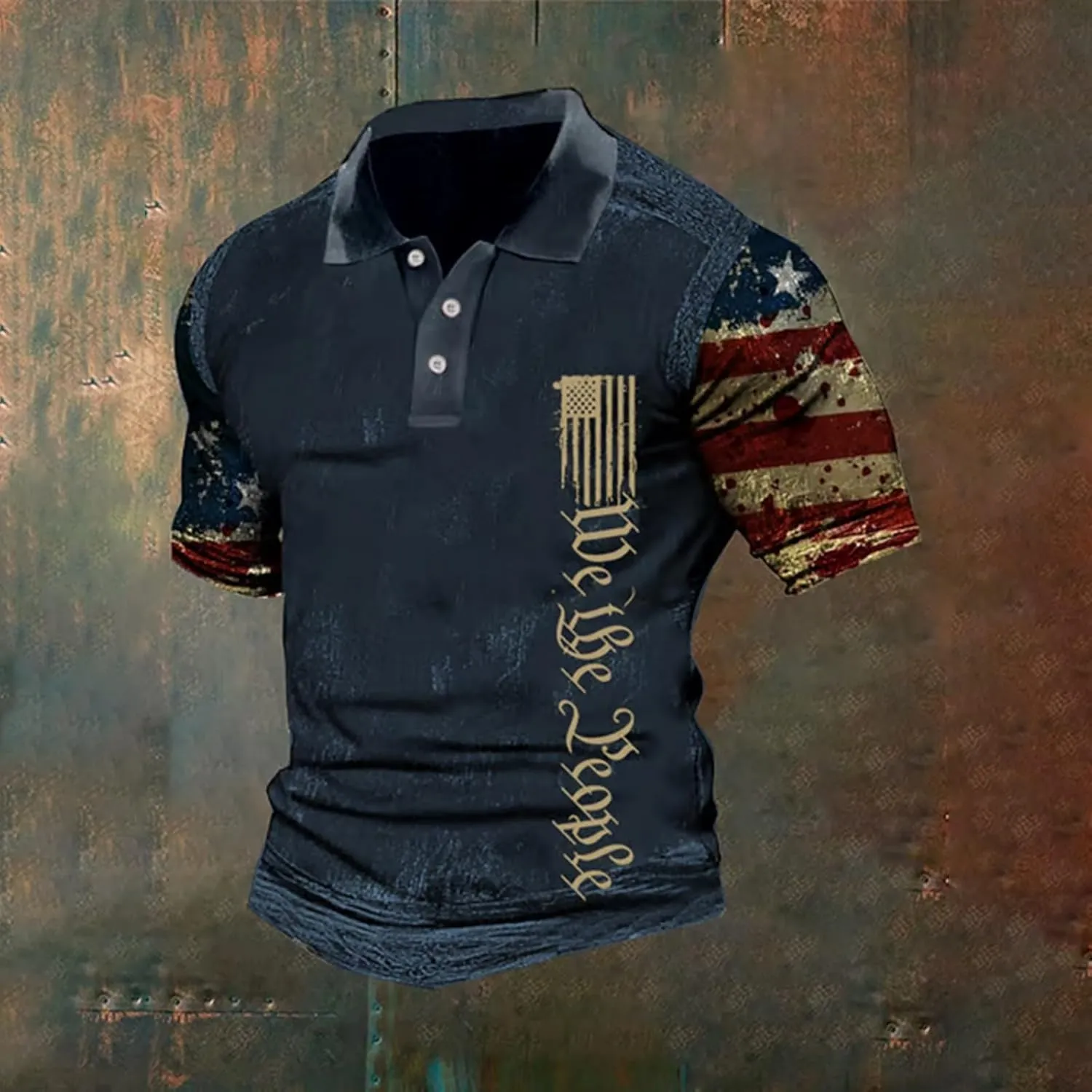 Patriotic American Flag Shirts for Men 1776 Independence Day 4th of July USA Short Sleeve Polo Shirt
