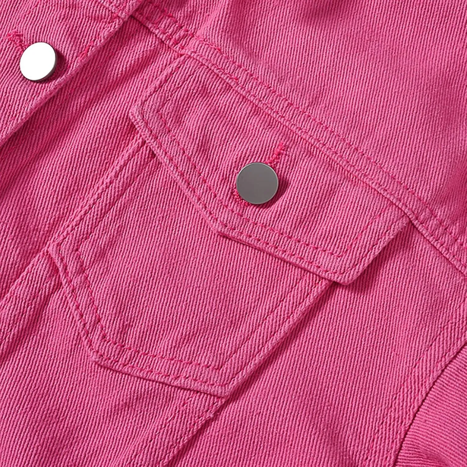 Pearls Denim Jacket For Woemn 3/4 Sleeve Button Down Plus Size Denim Jacket Basic Lapel Trucker Coat