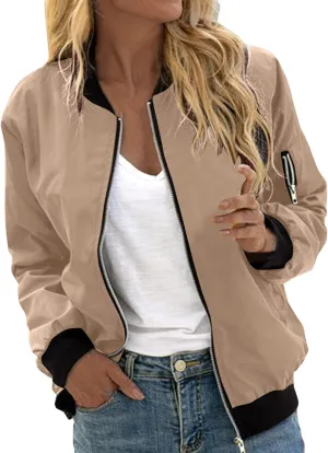PeQAQ Jackets for Women Fashion 2024 Fall Lightweight Zipper Coats Trendy Casual Windproof Trench Coats Plus Size Outwear