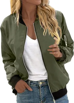 PeQAQ Jackets for Women Fashion 2024 Fall Lightweight Zipper Coats Trendy Casual Windproof Trench Coats Plus Size Outwear